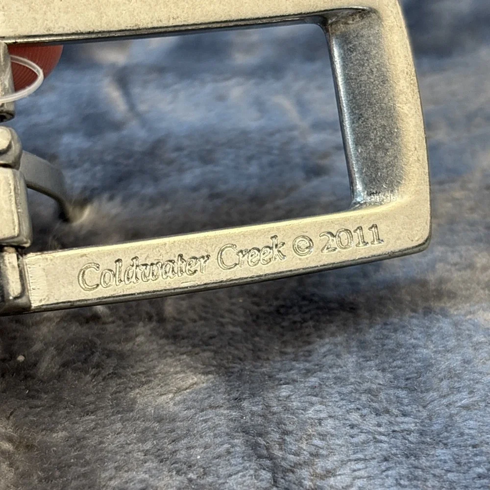 Silver Green Leather‎ Belt Reversible Snakeskin Embossed Reptile M NWT - Picture 6 of 16